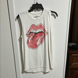 The Rolling Stones White and Red Graphic Muscle Tee